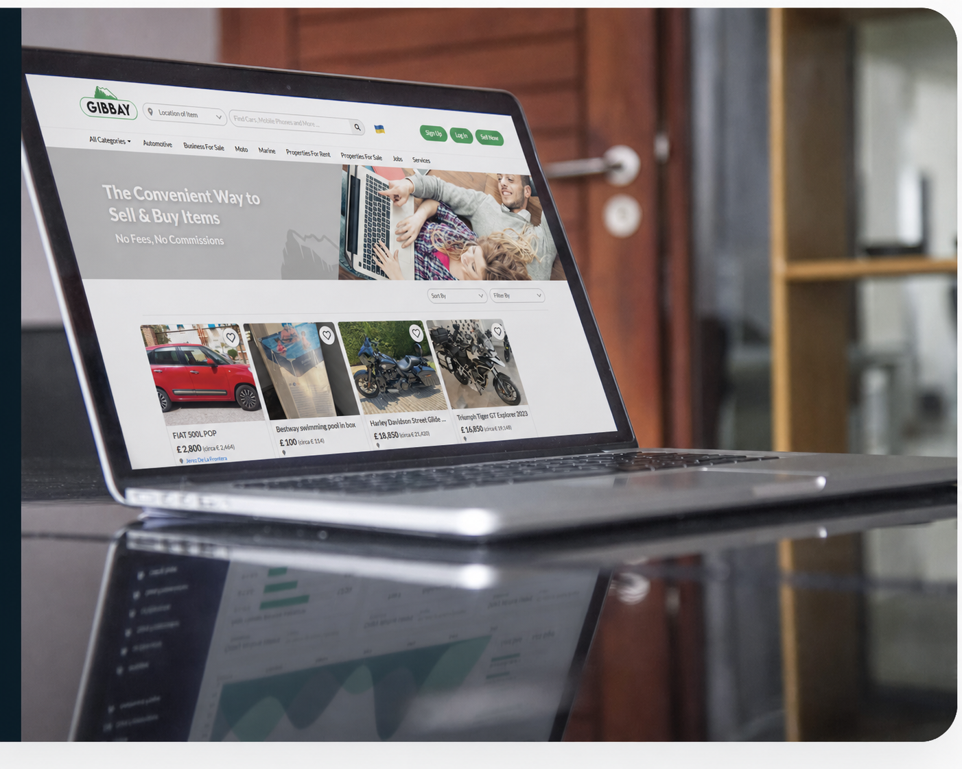 Marketplace platform displayed on a laptop